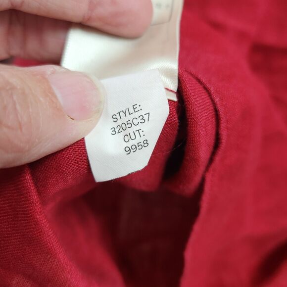 Max Studio Special Edition Long Sleeve Linen Top Size Large Red Distressed - Picture 7 of 13